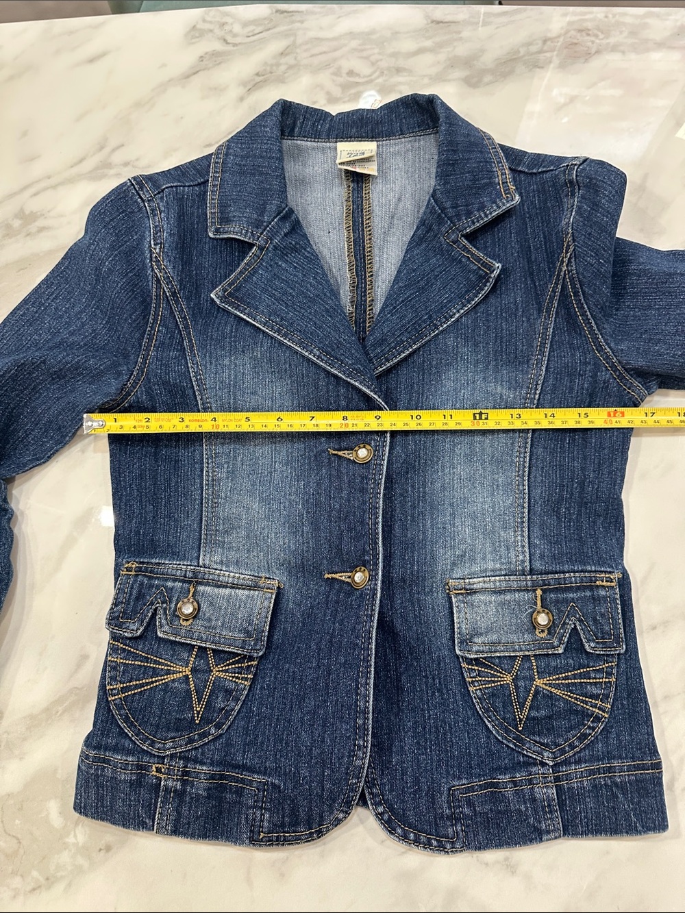 VINTAGE Y2K 725 ORIGINALS Women's Denim Jean Blazer Jacket Blue Size Small - Picture 9 of 10
